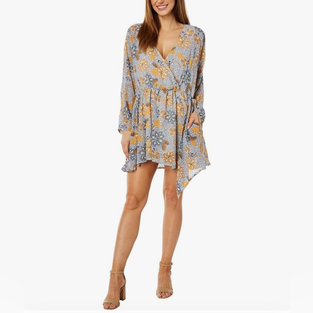 NWT!  FREE PEOPLE TEEGAN Mini Dress in Sky Combo SIZE SMALL